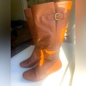 CAMEL MOTO KNEE HIGH BOOTS EUC